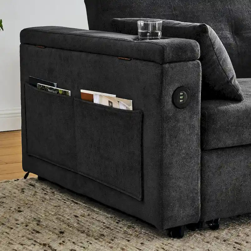Canapé convertible 54 pouces avec lit gigogne, double assise, fonction relax