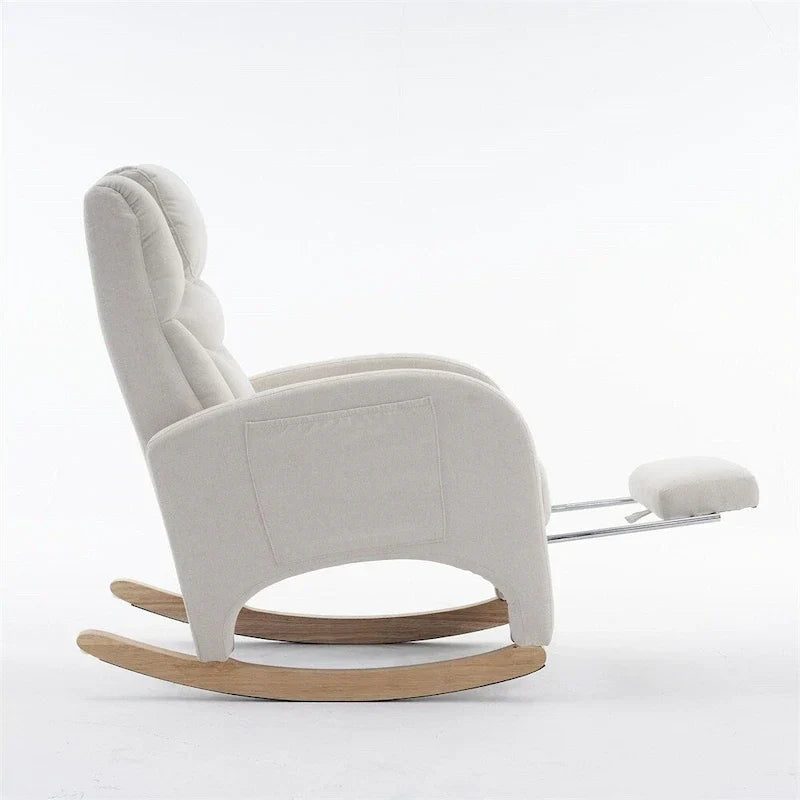 Fauteuil à bascule de puériculture ergonomique en tissu avec repose-pieds réglable
