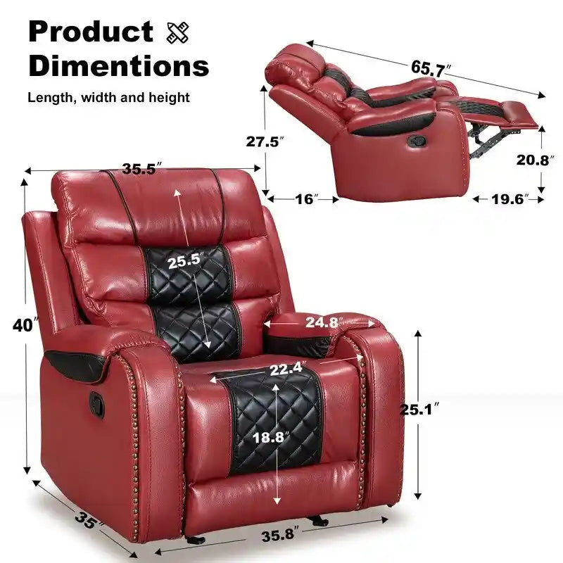 Grand fauteuil inclinable en similicuir de style américain pour salon
