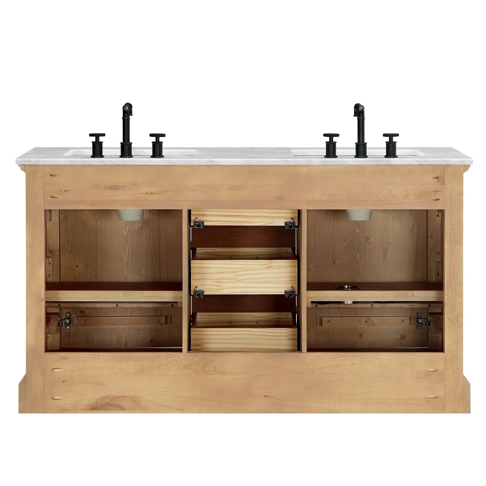 Meuble sous-vasque Hervas avec plateau en marbre naturel, sans miroir