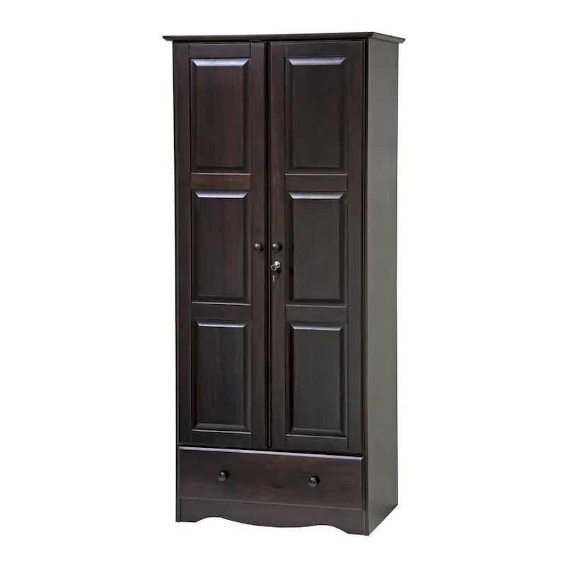 Armoire garde-robe modulable 100 % en bois massif avec poignées en métal ou en bois