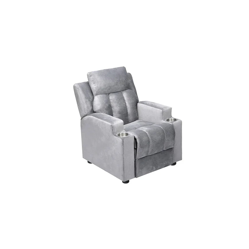 Fauteuil inclinable de luxe pour enfants avec repose-pieds, appuie-tête et 2 porte-gobelets, en microfibre, pour les enfants de 3 ans et plus