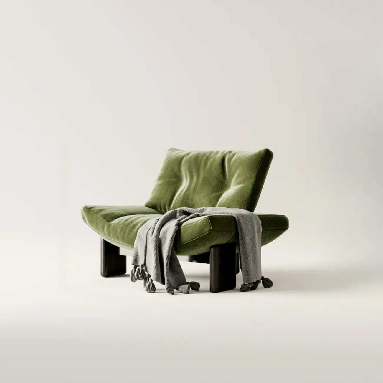 Fauteuil d'appoint contemporain en chenille noire capitonnée sans accoudoirs