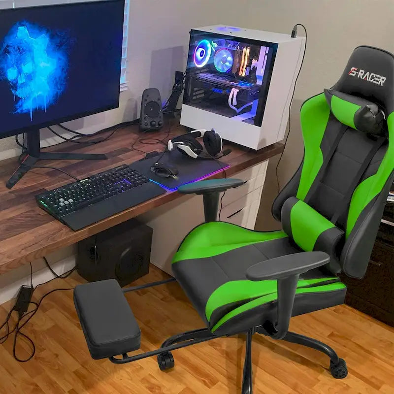 Chaise de jeu avec repose-pieds - Chaise de bureau ergonomique