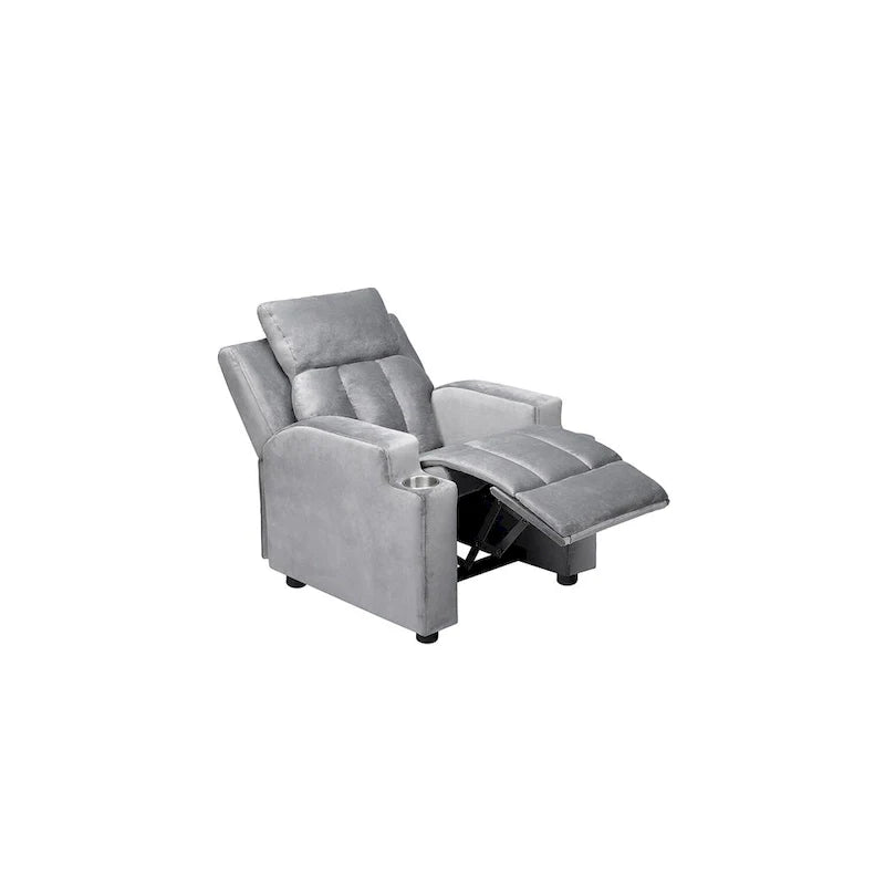 Fauteuil inclinable de luxe pour enfants avec repose-pieds, appuie-tête et 2 porte-gobelets, en microfibre, pour les enfants de 3 ans et plus