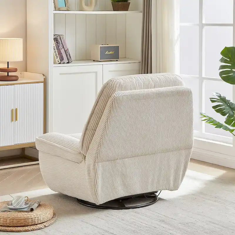 Fauteuil inclinable pivotant et coulissant en velours côtelé avec repose-pieds pour salon