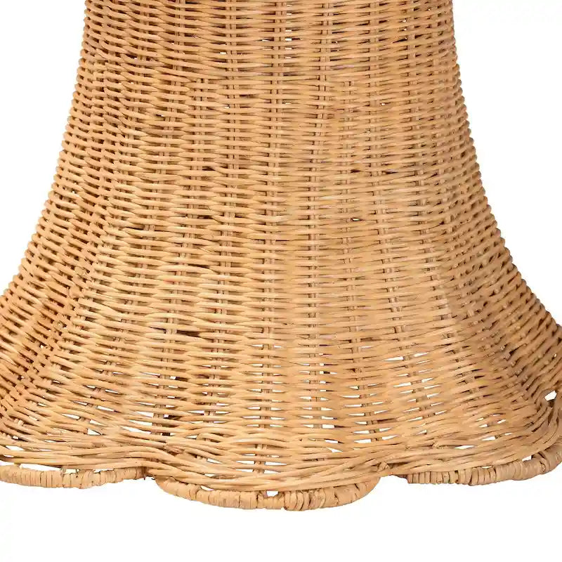 Table d'appoint Avalon en rotin naturel - Table en osier tressé à la main avec base à jupe, style côtier pour salon ou couloir