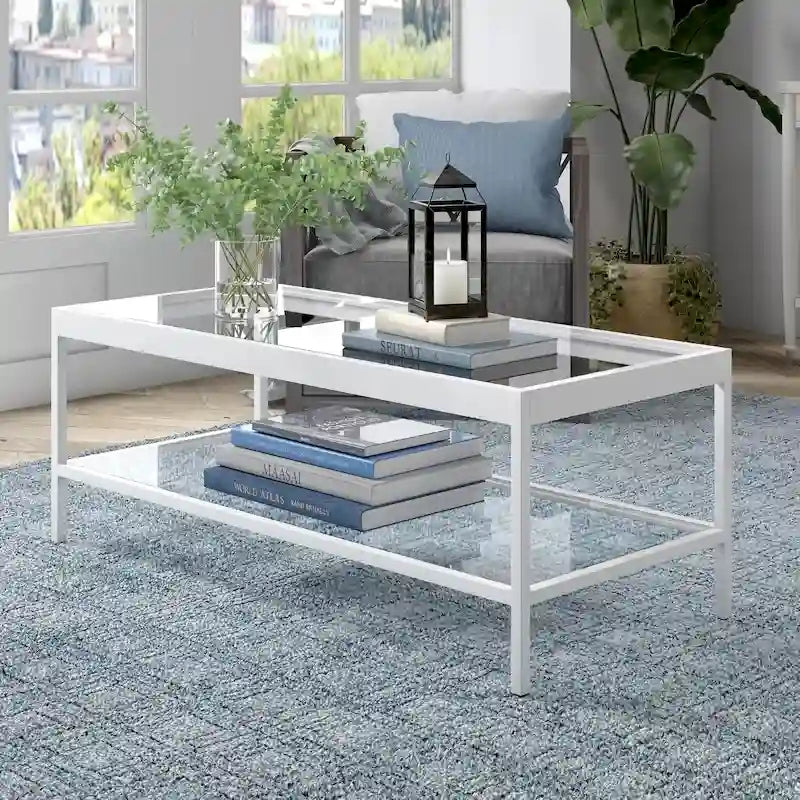Table basse Alexis en métal et verre
