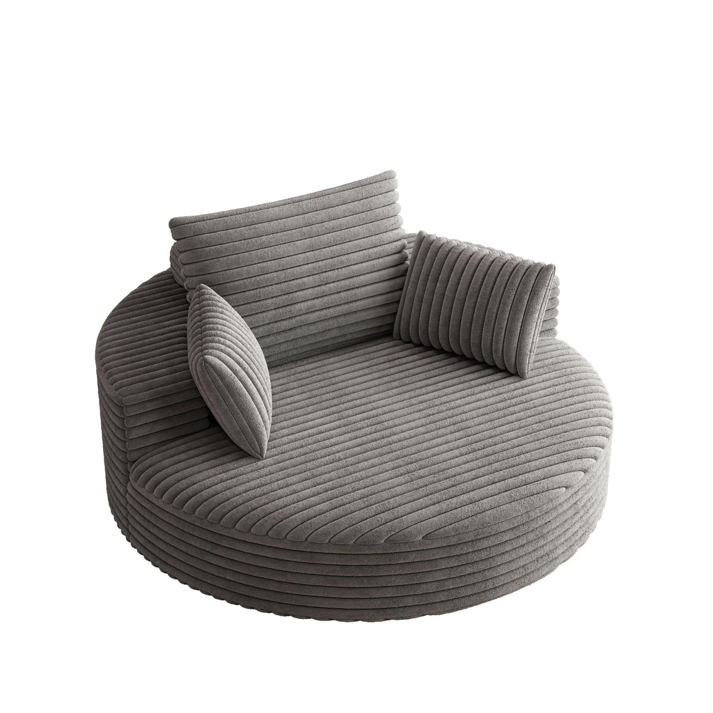 Fauteuil pivotant simple en velours côtelé et chenille avec rembourrage en mousse