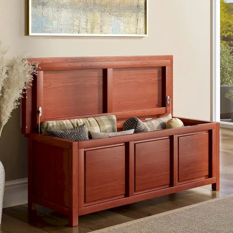 Banc de rangement ouvert en bois massif John Louis Home