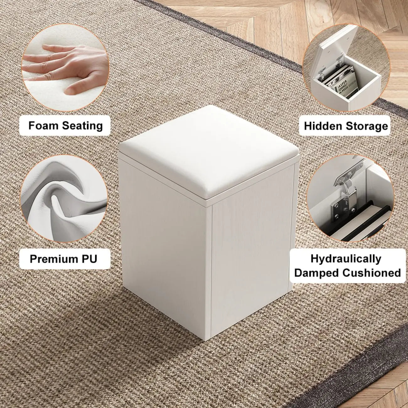 Table basse relevable pliable avec 4 tabourets et rangement