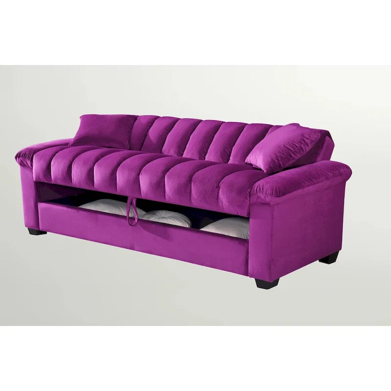 Canapé-lit convertible en velours de 82,7 po avec 2 oreillers