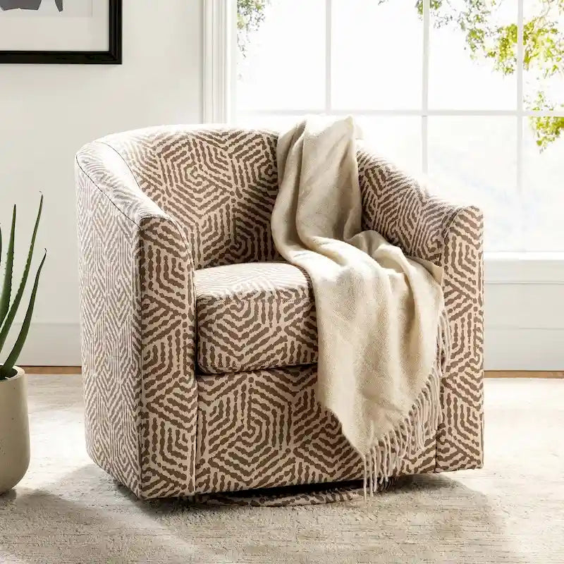 Fauteuil Cuenca moderne en tissu avec piètement pivotant