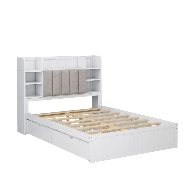 Cadre de lit avec 4 tiroirs de rangement portables sous le lit