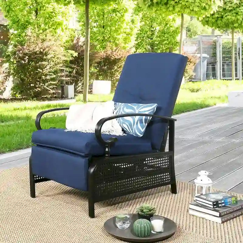 Fauteuil inclinable de salon réglable avec coussin – 38 (P) x 26,5 (L) x 38,5 (H) pouces
