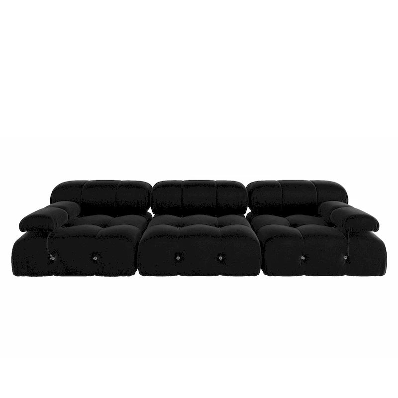 Canapé d'angle modulable noir en velours