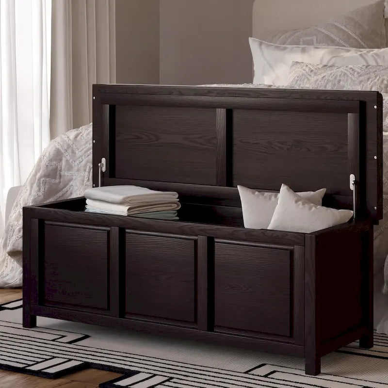 Banc de rangement ouvert en bois massif John Louis Home