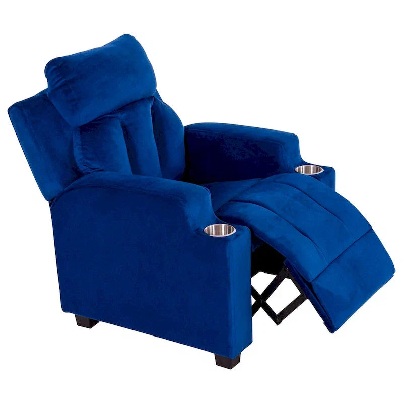 Fauteuil inclinable de luxe pour enfants avec repose-pieds, appuie-tête et 2 porte-gobelets, en microfibre, pour les enfants de 3 ans et plus