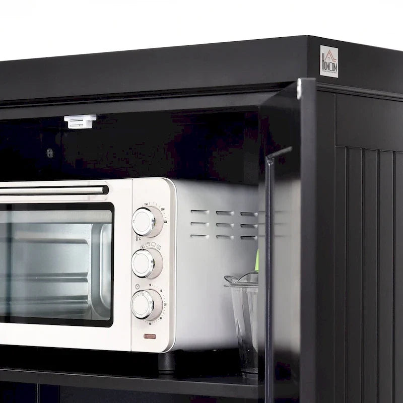 Meuble de rangement de cuisine autoportant traditionnel de 72 pouces avec 4 portes et 3 étagères réglables, grand tiroir central