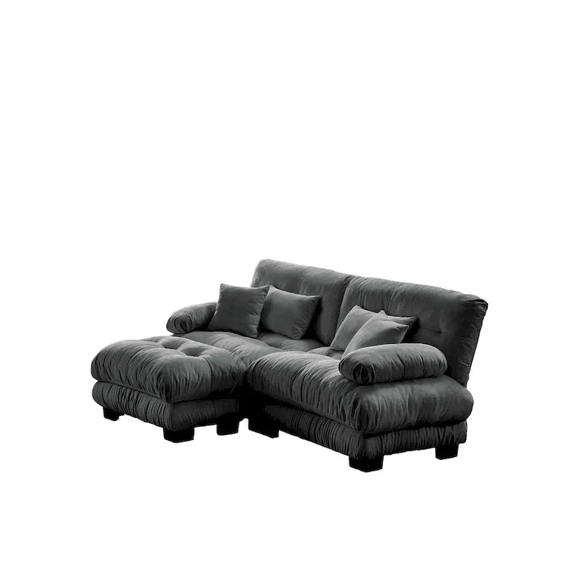 Canapé sectionnel d'angle en chenille avec oreillers lombaires