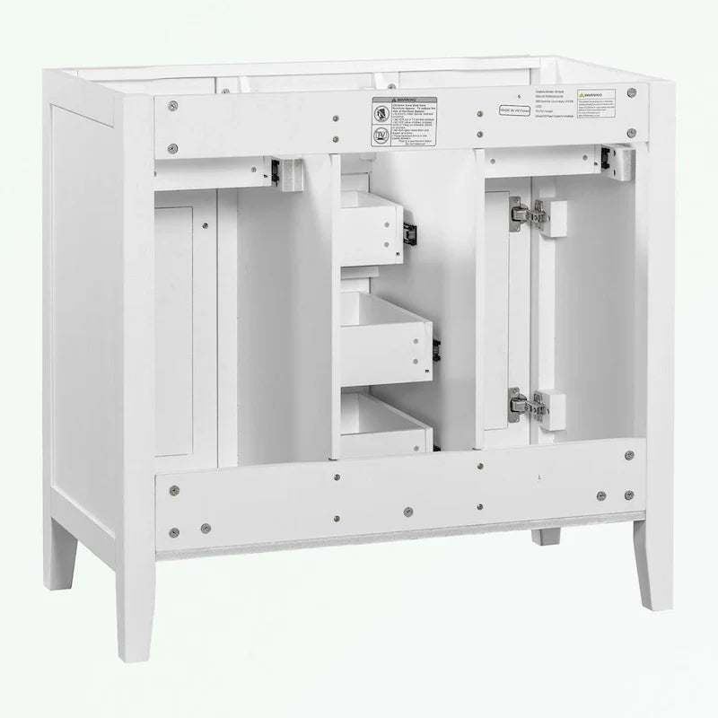 Meuble-lavabo avec vasque en céramique, deux placards et cinq tiroirs