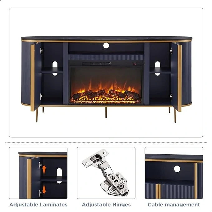 70 Meuble TV moderne de luxe avec cheminée, Centre de divertissement, Console TV