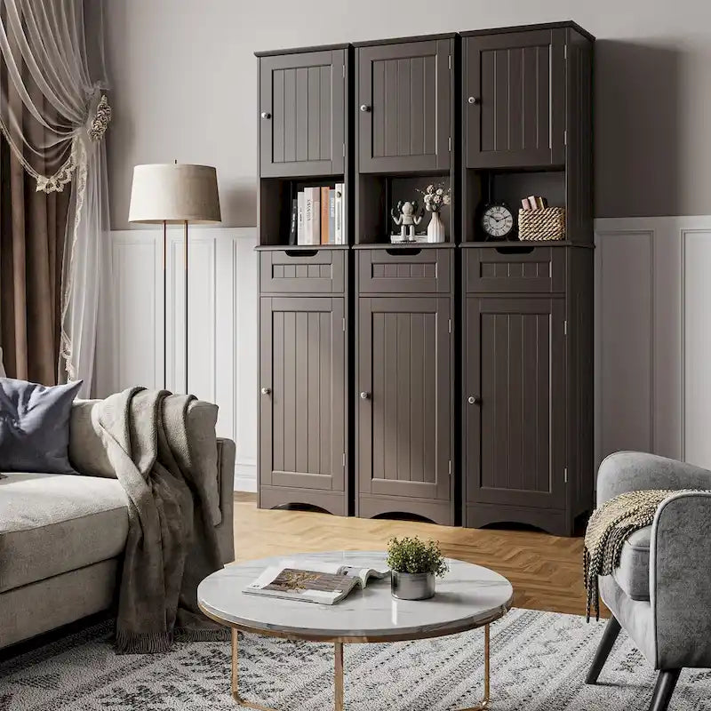 Meuble de Salle de Bain Haut de 170 cm, Colonne de Rangement Étroite avec 2 Portes et Tiroir