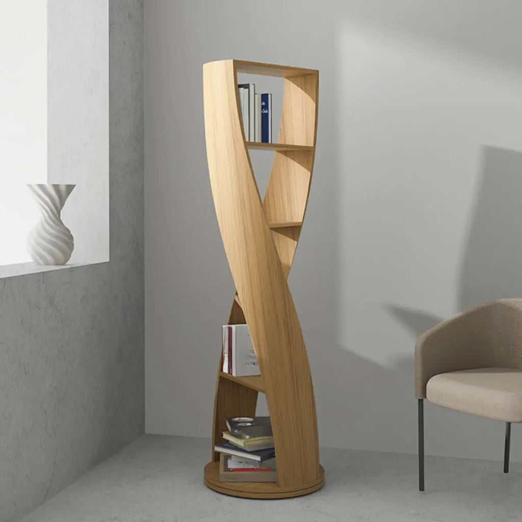 Bibliothèque verticale contemporaine en bois à 5 niveaux Hourglass
