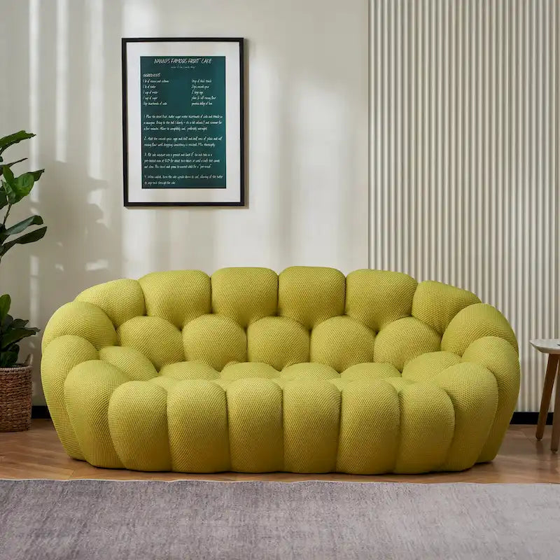 Canapé paresseux courbé 2 places Bubble de forme nid d'abeille avec tissu textile 3D pour salon et appartement