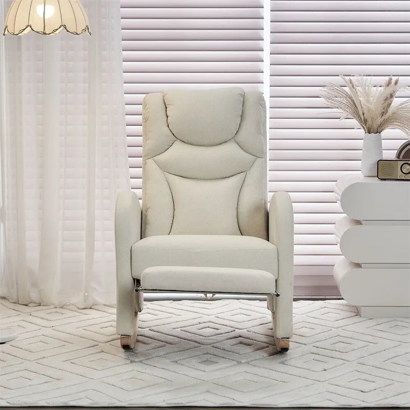 Fauteuil à bascule de puériculture ergonomique en tissu avec repose-pieds réglable