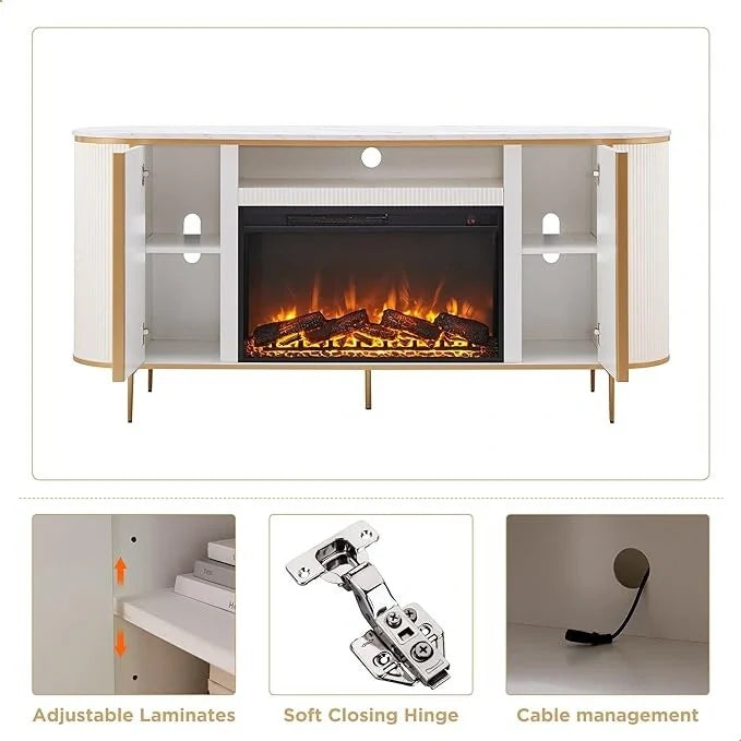 70 Meuble TV moderne de luxe avec cheminée, Centre de divertissement, Console TV