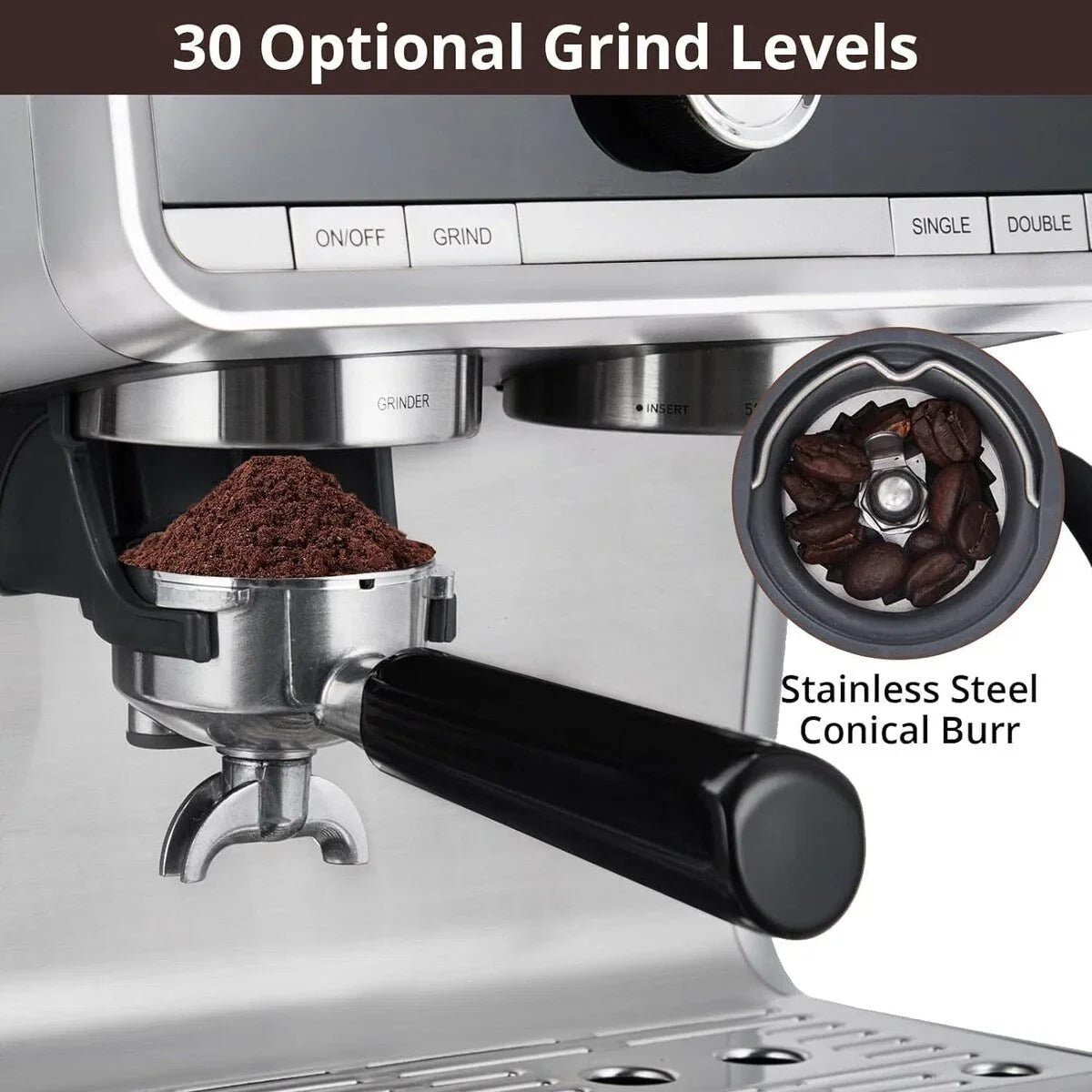 Machine à café expresso, avec moulin, réservoir d'eau de 2,8 L