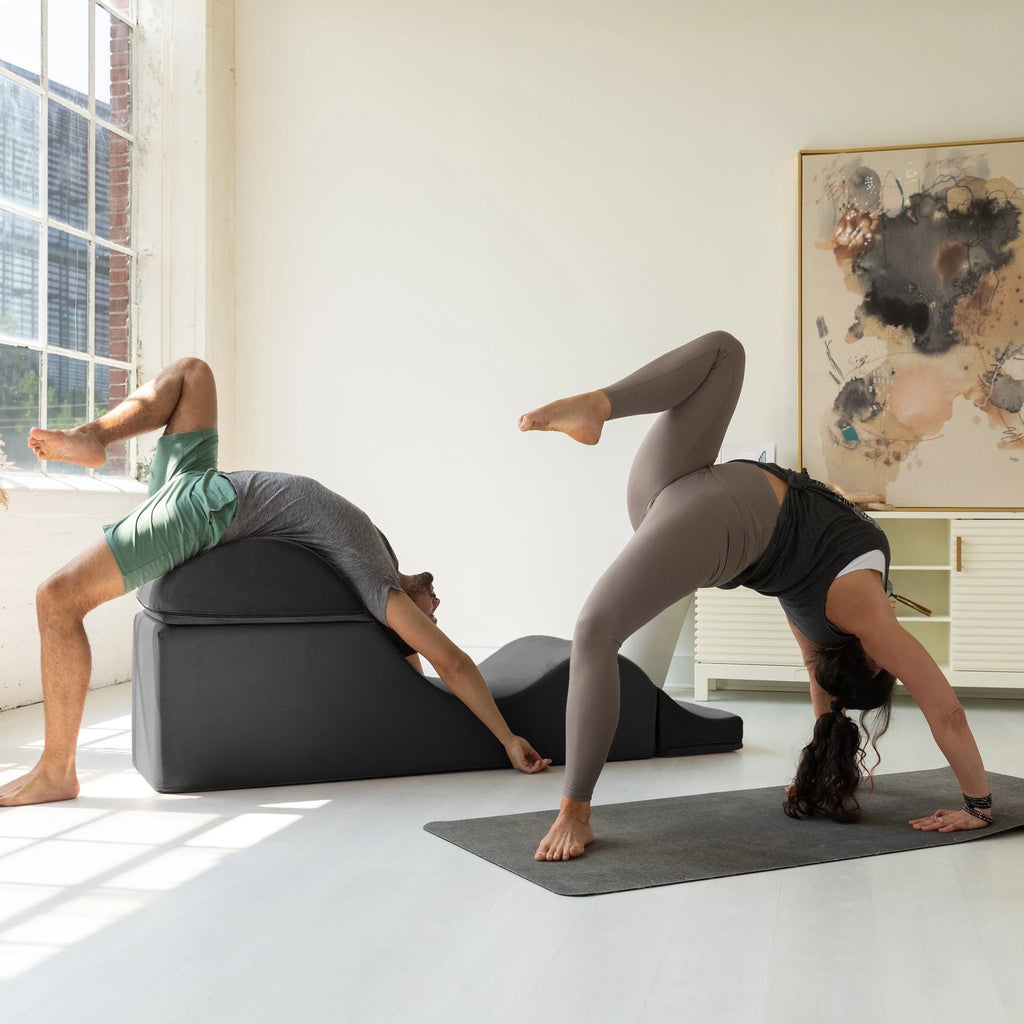 Avana Kami Chaise convertible / Yoga & Massage - Pouf 2 en 1 avec chaise longue de yoga escamotable, Microvelours - N/A