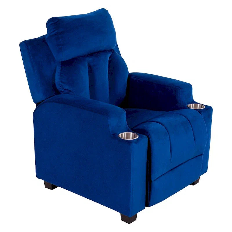Fauteuil inclinable de luxe pour enfants avec repose-pieds, appuie-tête et 2 porte-gobelets, en microfibre, pour les enfants de 3 ans et plus