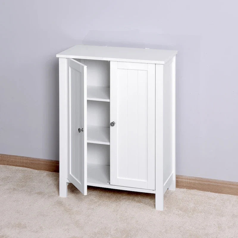Meuble de Rangement au Sol pour Salle de Bain avec Double Porte