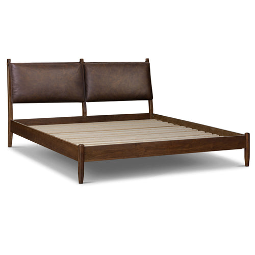 Lit avec coussins en cuir | Marron bridon | King