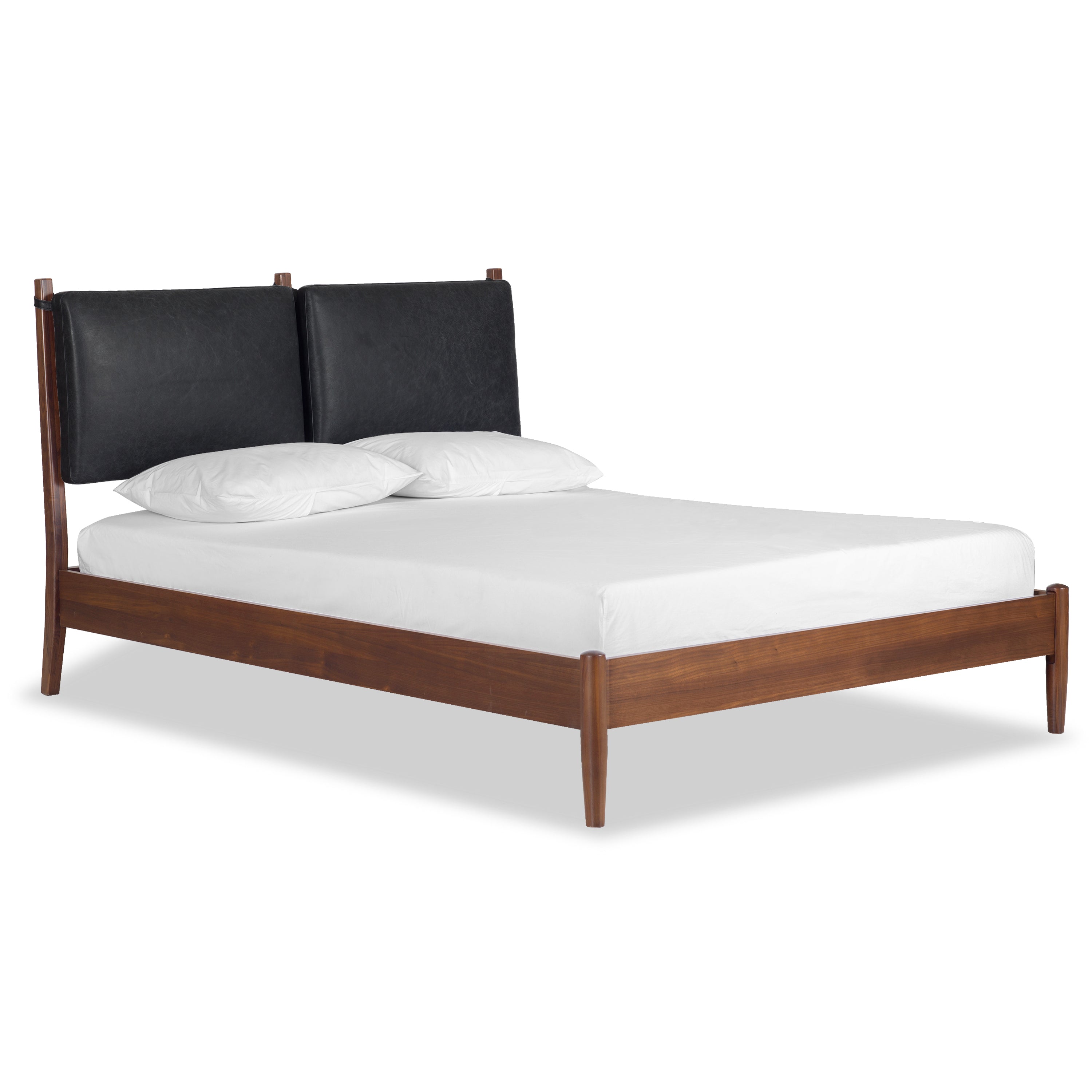 Lit avec coussins en cuir | Noir onyx | Grand lit