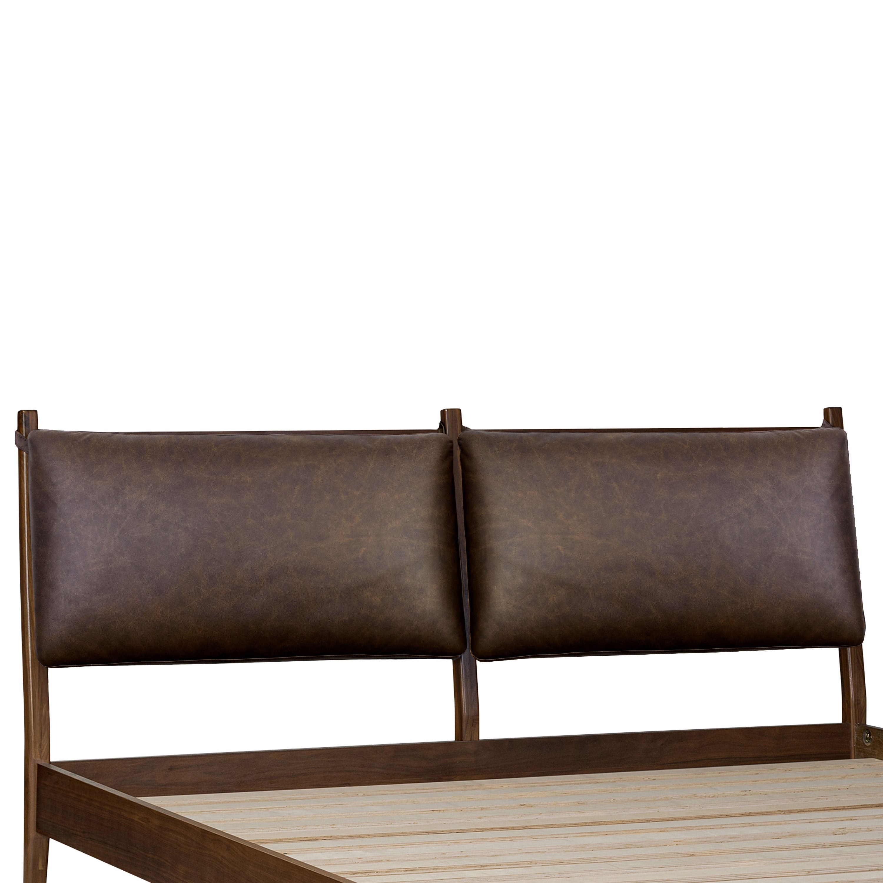 Lit avec coussins en cuir | Brun Bridle | Queen