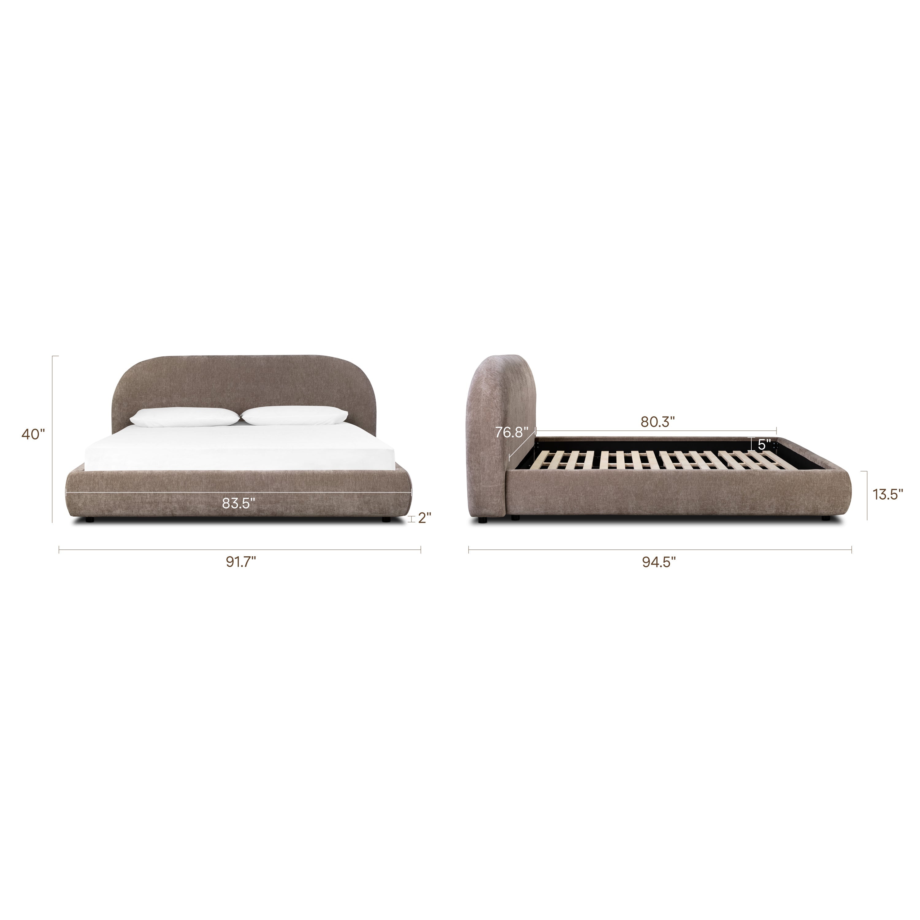Lit | Marron taupe | Très grand