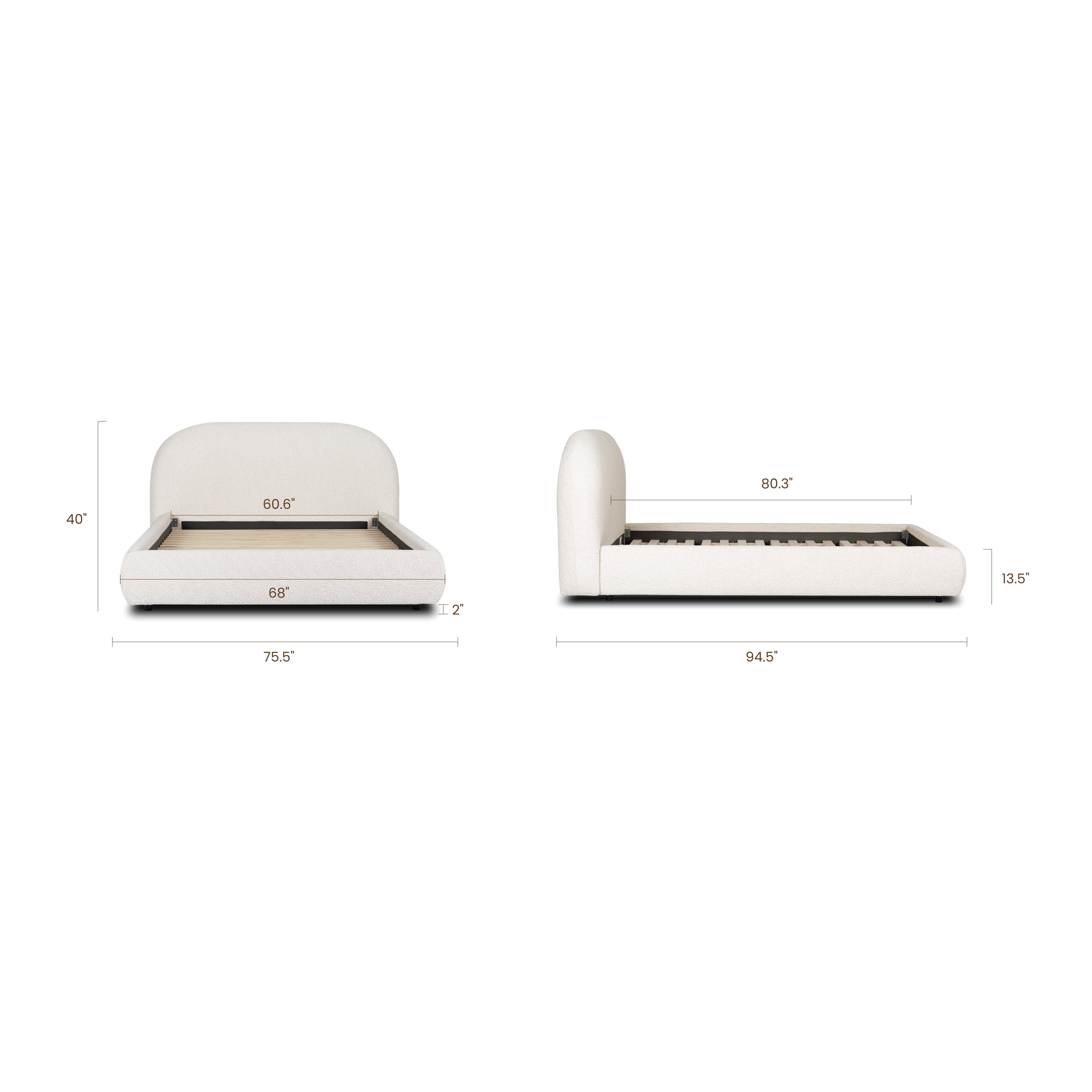 Lit | Bouclé Blanc | Queen