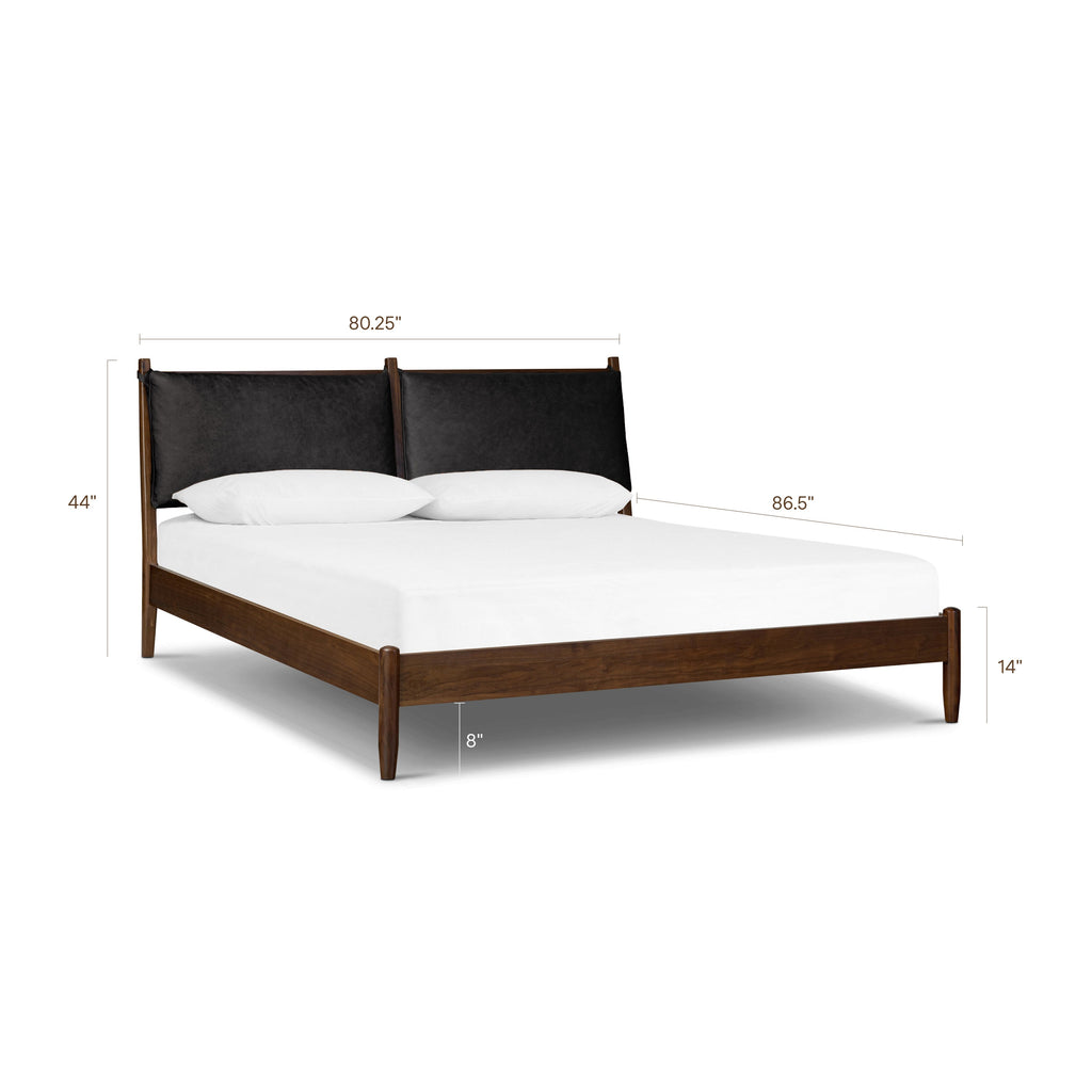 Lit avec coussins en cuir | Noir Onyx | Grand lit
