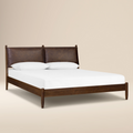 Lit avec coussins en cuir | Marron bridon | King