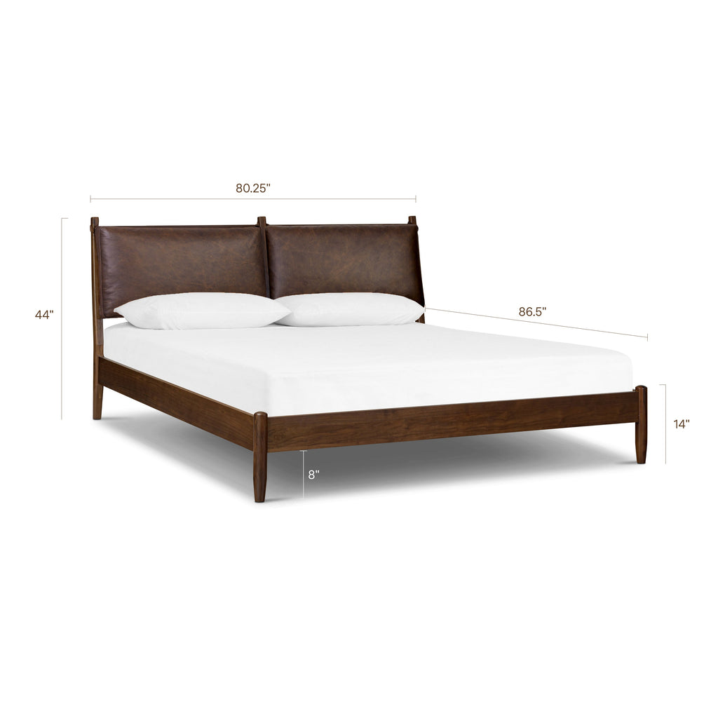 Lit avec coussins en cuir | Marron bridon | King
