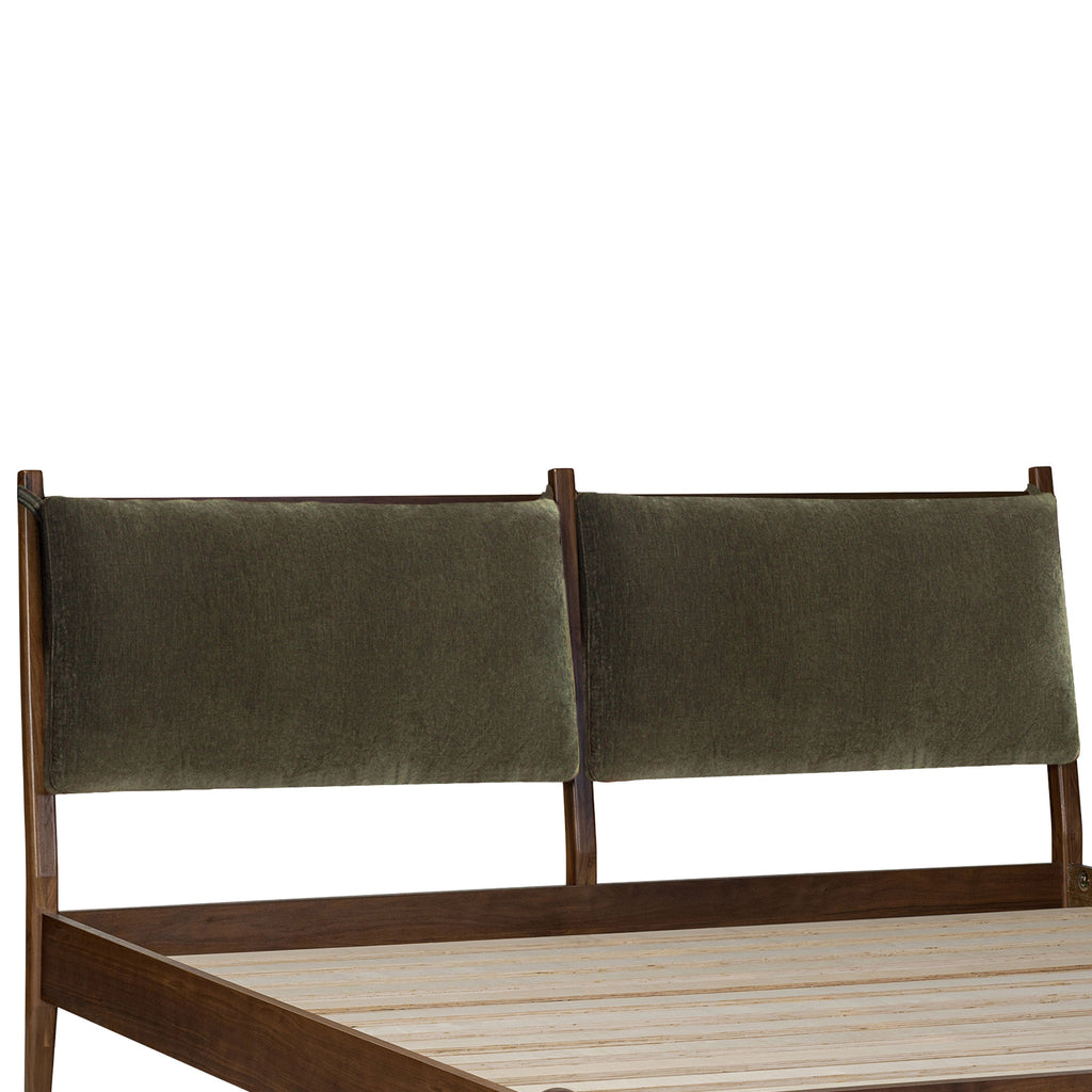 Cadre de lit avec coussins de tête de lit en tissu | Vert | King