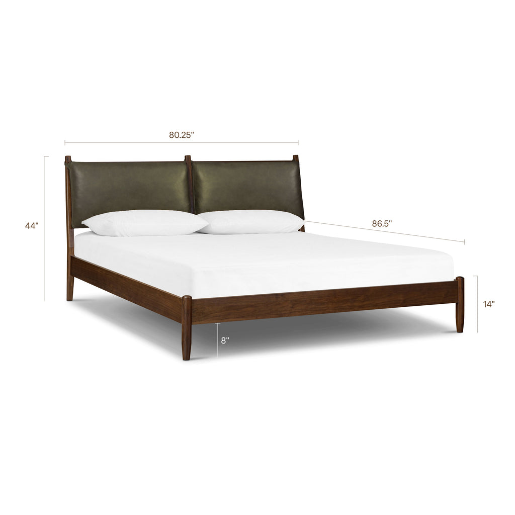 Lit avec coussins en cuir | Vert olivine | King