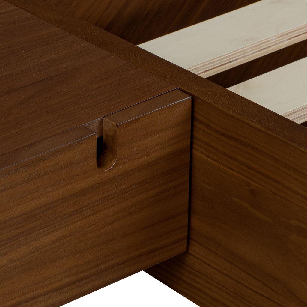 Lit bas avec tables de chevet | Noyer | King