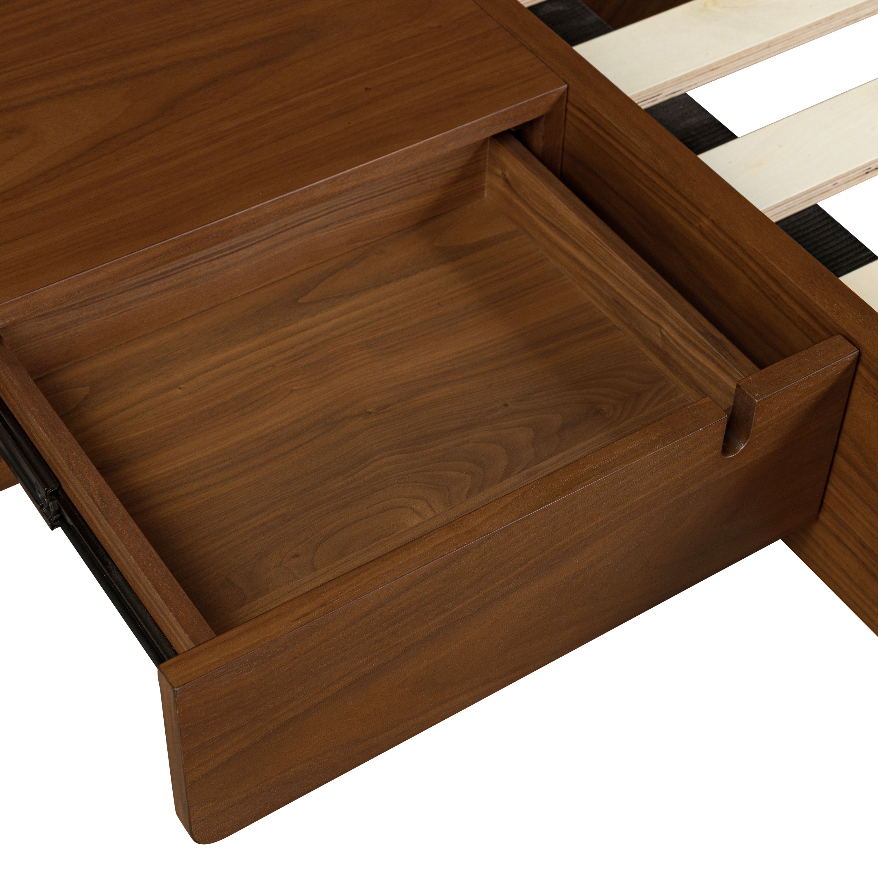 Lit bas avec tables de chevet | Noyer | King