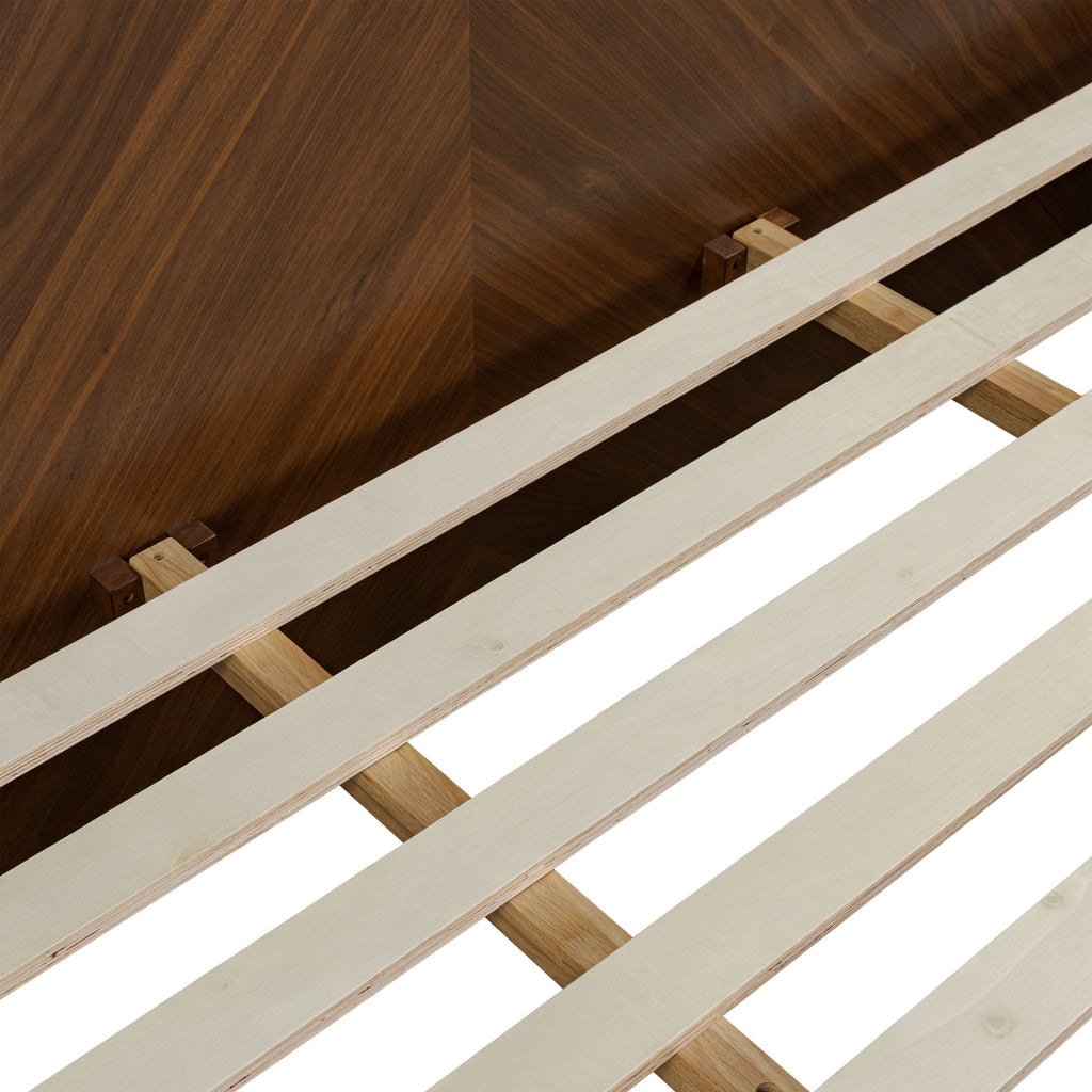 Lit bas avec tables de chevet | Noyer | King