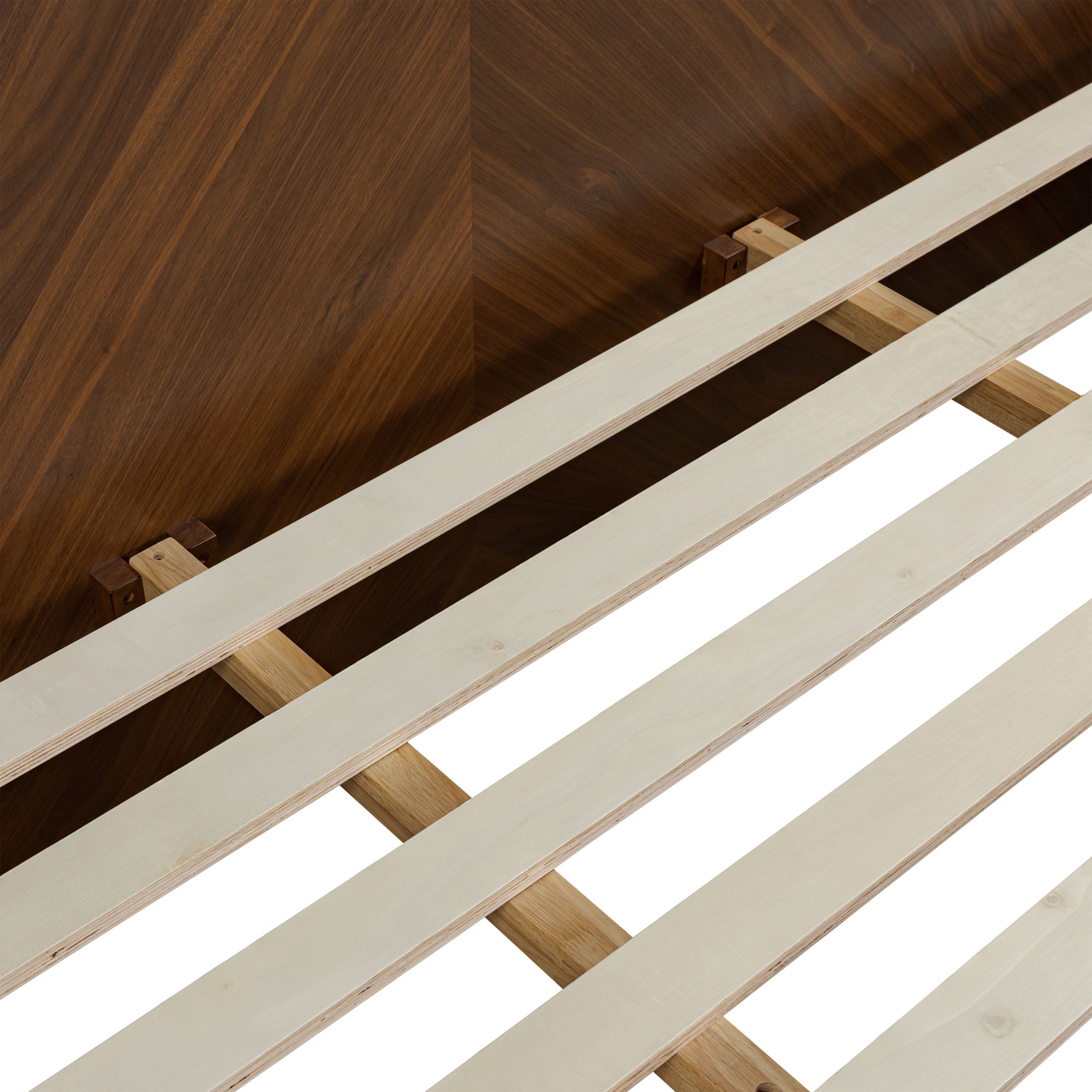 Lit bas avec tables de chevet | Noyer | King