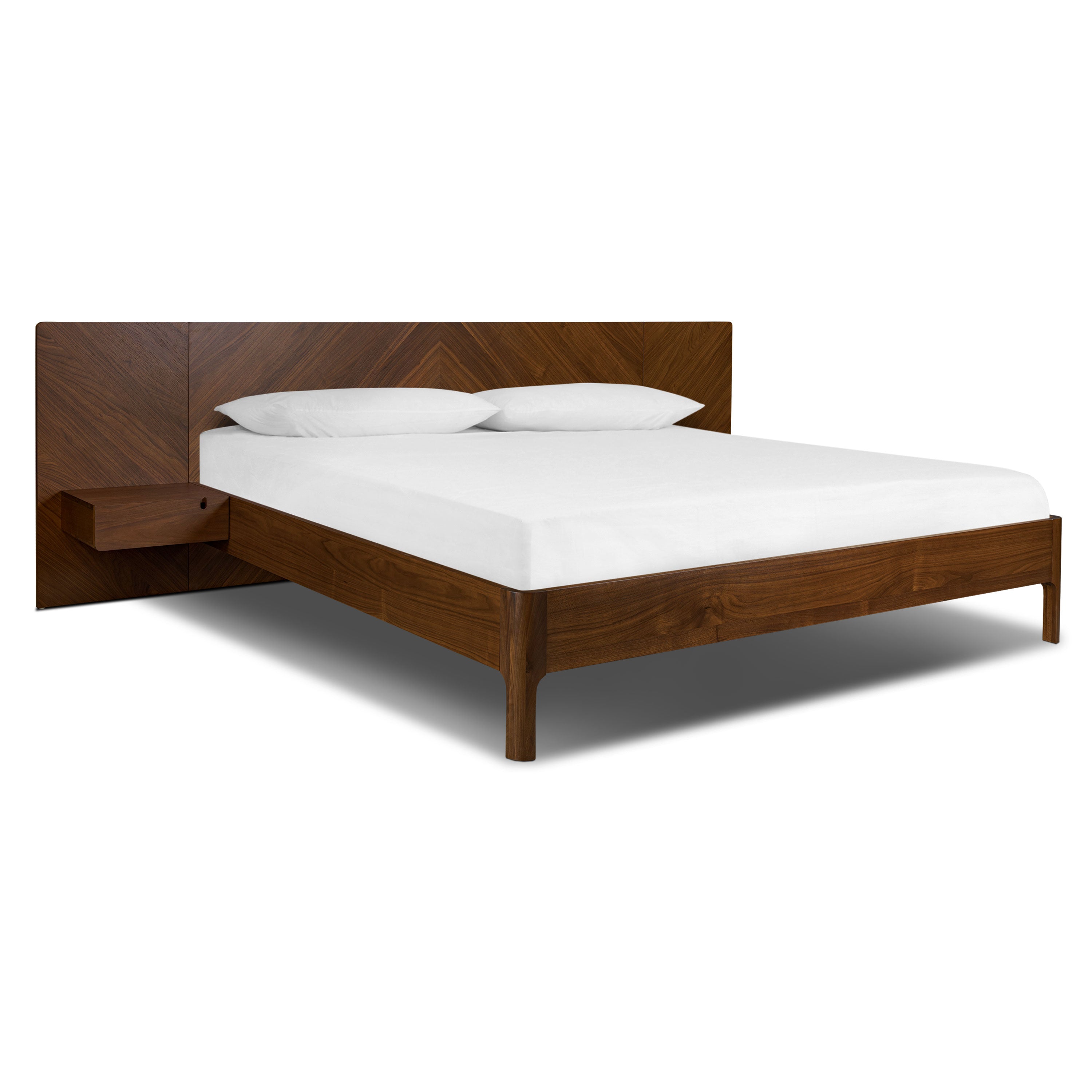 Lit bas avec tables de chevet | Noyer | King